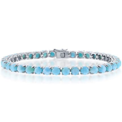 Women's Bracelet - Sterling Silver 5mm Larimar Tennis | T-7916 ,