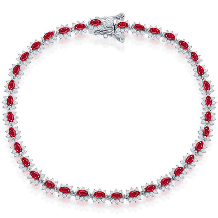 Classic Women's Bracelet - Sterling Silver 5mm Royal Red Ruby CZ Tennis | T-7950 ,
