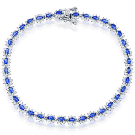 Classic Women's Bracelet - Sterling Silver 5mm Royal Sapphire CZ Tennis | T-7951 ,
