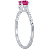 Classic Women's Ring - 5mm Round Ruby and White Topaz Solitaire, Size 8 | W-2854-8 ,