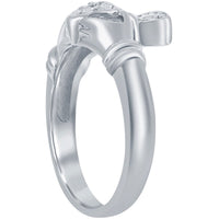 Classic Women's Ring - Sterling Silver Clear CZ Irish Claddagh, Size 5 | W-8010-5 ,