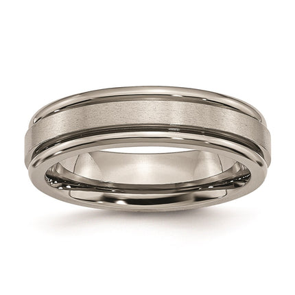 Titanium Grooved Edge 6mm Satin and Polished Band | TB41 ,