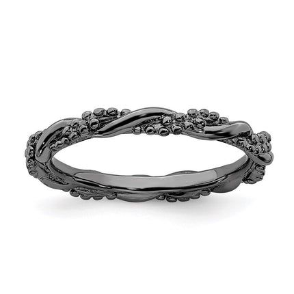 Sterling Silver Stackable Expressions Black-plated Twist Ring | QSK2003 ,