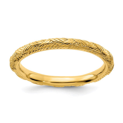 Sterling Silver Stackable Expressions Gold-plated Polished Ring | QSK2054 ,