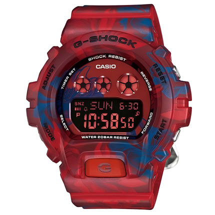 Casio Women's Watch - G-Shock Blue Floral Printed Red Strap Digital | GMDS6900F-4 ,