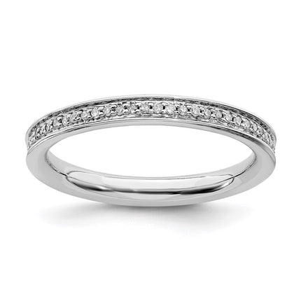 Sterling Silver Stackable Expressions & Diamonds Polished Ring | QSK495 ,