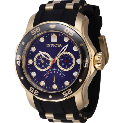 Invicta Men's Watch - Pro Diver Day-Date Blue Dial Black/Yellow Gold Strap | 46965 ,