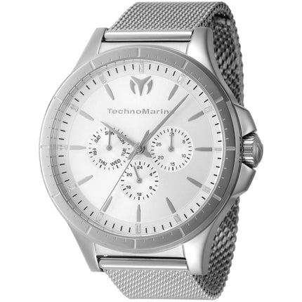 Technomarine Men's Watch - Moonsun Quartz Silver Tone Dial Mesh Bracelet | TM-822017 ,