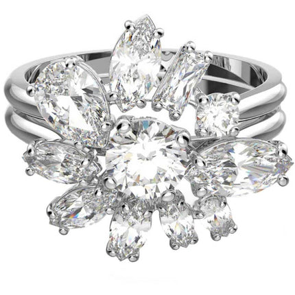 Swarovski Women's Ring - Gema Rhodium Plated with Clear Stones Cocktail | 5644661 ,