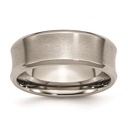 Titanium Beveled Edge, Concave 8mm Brushed & Polished Band | TB47 ,