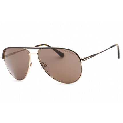 Tom Ford Unisex Sunglasses - Dark Brown/Other Metal Pilot Full Rim | FT0466 50J ,