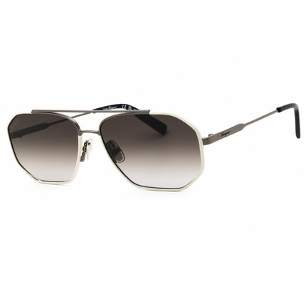 Salvatore Ferragamo Men's Sunglasses - Dark Ruthenium/White Navigator | SF303SL 026 ,