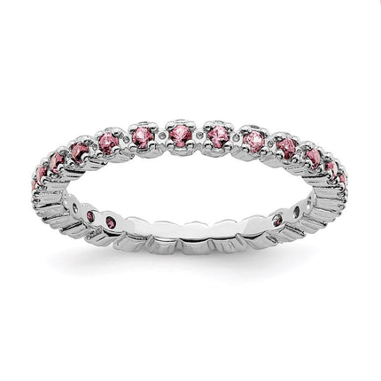 Sterling Silver Stackable Expressions Pink Tourmaline Ring | QSK359 ,