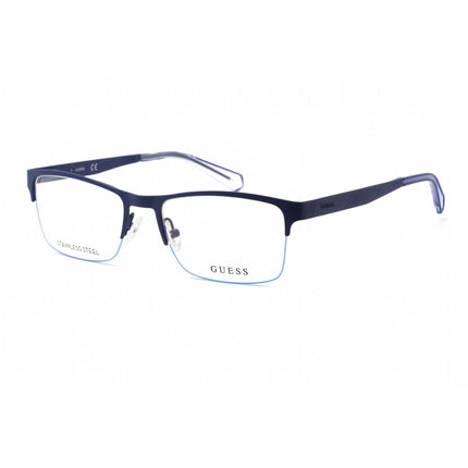 Guess Men's Eyeglasses - Matte Blue Metal Rectangular Full Rim Frame | GU1936 091 ,