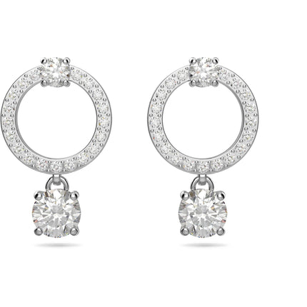 Swarovski Women's Hoop Earrings - Constella Round Crystal Rhodium Plated 5563278 ,