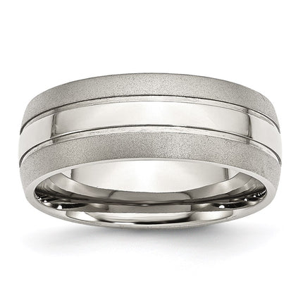 Stainless Steel Grooved 8mm Brushed and Polished Band | SR94 ,