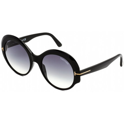 Tom Ford Unisex Sunglasses - Shiny Black Plastic Oval Full Rim Frame | FT0873 01B ,