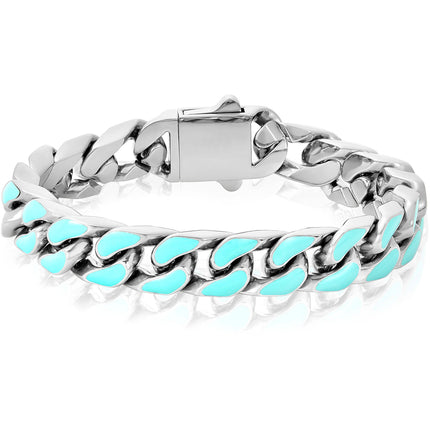 Invicta Men's Chain Bracelet - Light Blue Enamel Steel, 8.5 | B8619-85 ,