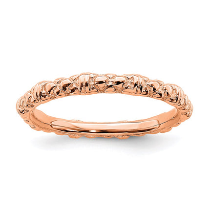 Sterling Silver Stackable Expressions Pink-plated Cable Ring | QSK208 ,