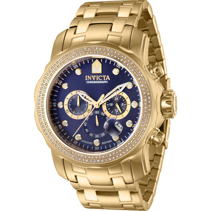 Invicta Men's Watch - Pro Diver Quartz Chrono Blue Dial Yellow Gold Bracelet | 37989 ,