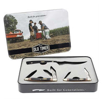 Schrade Knife Set - Old Timer Satin Stainless Steel Blade Saw Cut Handle | 1188055 ,