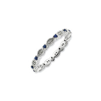 Sterling Silver Stackable Expressions Polished Sapphire & Dia Ring | QSK805 ,