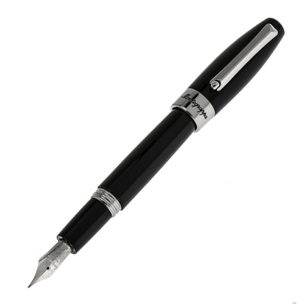Montegrappa Fortuna Black with Silver Fountain Pen ,