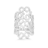 Sterling Silver Large Swirl CZ Ring - W-9955 ,