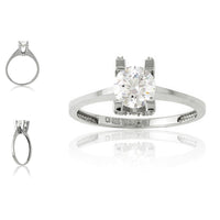 Sterling Silver Small CZ 'U' Setting with Large CZ Ring - W-9564 ,