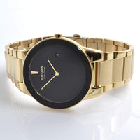 Citizen AU1062-56E Men's Axiom Eco-Drive Black Dial Gold Plated Steel Bracelet Watch ,