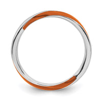 Sterling Silver Stackable Expressions Twisted Orange Enameled Ring | QSK565 ,