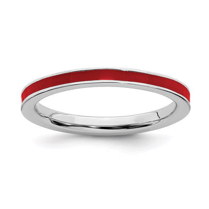 Sterling Silver Stackable Expressions Red Enameled 2.25mm Ring | QSK143 ,
