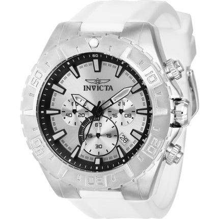 Invicta Men's Watch - Aviator Chronograph Silver Dial White Silicone Strap | 37634 ,