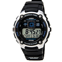 Casio Men's Silver-Tone and Black Multi-Functional Digital World Time Illuminator Sports Watch | AE2000W-1A ,