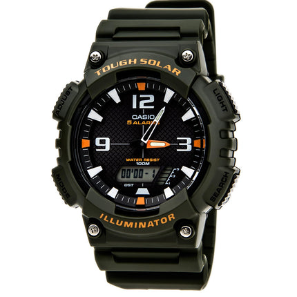 Casio Men's Tough Solar Illuminator Sport Combination Green Rubber Strap Ana-Digi Watch | AQS810W-3A ,