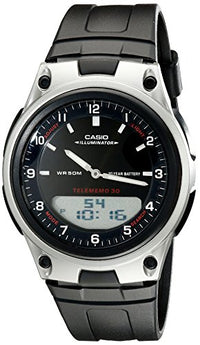 Casio Men's Forester Sports Illuminator Ana-Digi Telememo Databank Black Dial Watch | AW80-1A ,
