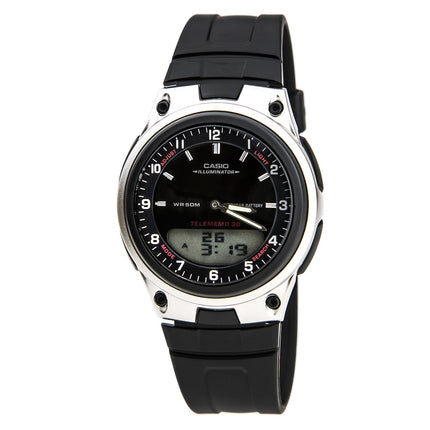 Casio Men's Forester Sports Illuminator Ana-Digi Telememo Databank Black Dial Watch | AW80-1A ,