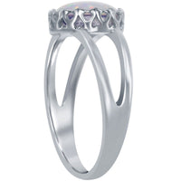 Women's Ring - Sterling Silver Round White Opal Band, Size 9 | W-2525-9 ,