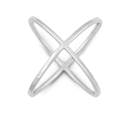 Sterling Silver Criss Cross X Style Ring - W-9993 ,