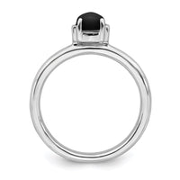 Sterling Silver Stackable Expressions Polished Black Agate Ring | QSK622 ,