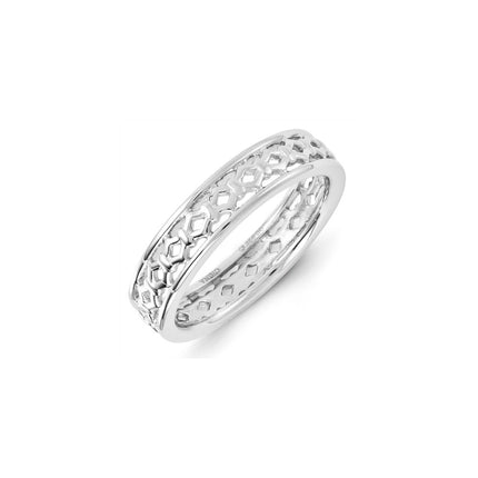 Sterling Silver Stackable Expressions Carved Band Ring | QSK1437 ,