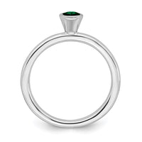 Sterling Silver Stackable Expressions High 4mm Round Cr. Emerald Ring | QSK462 ,