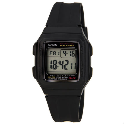 Casio Men's Classic Multi-Function Alarms Grey Digital Dial Black Resin Watch | F201WA-1A ,