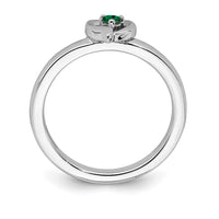 Sterling Silver Stackable Expressions Created Emerald Heart Ring | QSK1526 ,