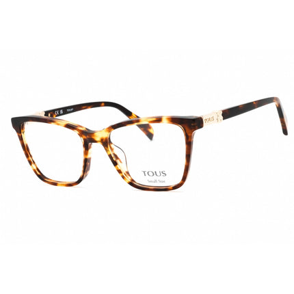 Tous Women's Eyeglasses - Shiny Brown Havana/Yellow Cat Eye Shape Frame | VTOB29L 0743 ,