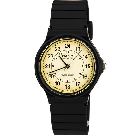 Casio Men's Casual Classic Yellow Dial Black Rubber Strap Watch | MQ24-9B ,