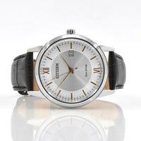 Citizen Men's Leather Strap Watch - Classic Dress Eco-Drive Silver Dial | AW1236-03A ,