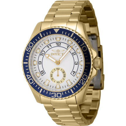 Invicta Men's Watch - Pro Diver White Dial Yellow Gold Steel Bracelet Quartz | 47130 ,