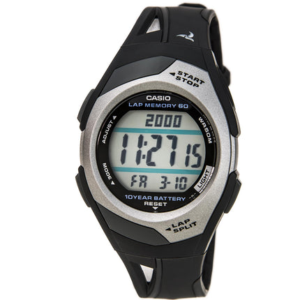 Casio Men's Runner Sports 60-Lap Grey Dial Black Rubber Strap Digital Alarm Watch | STR300C-1 ,