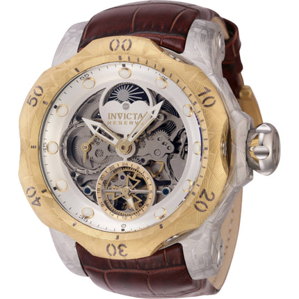 Invicta Men's Watch - Reserve Venom Semi-Skeleton Dial Brown Leather Strap | 44430 ,